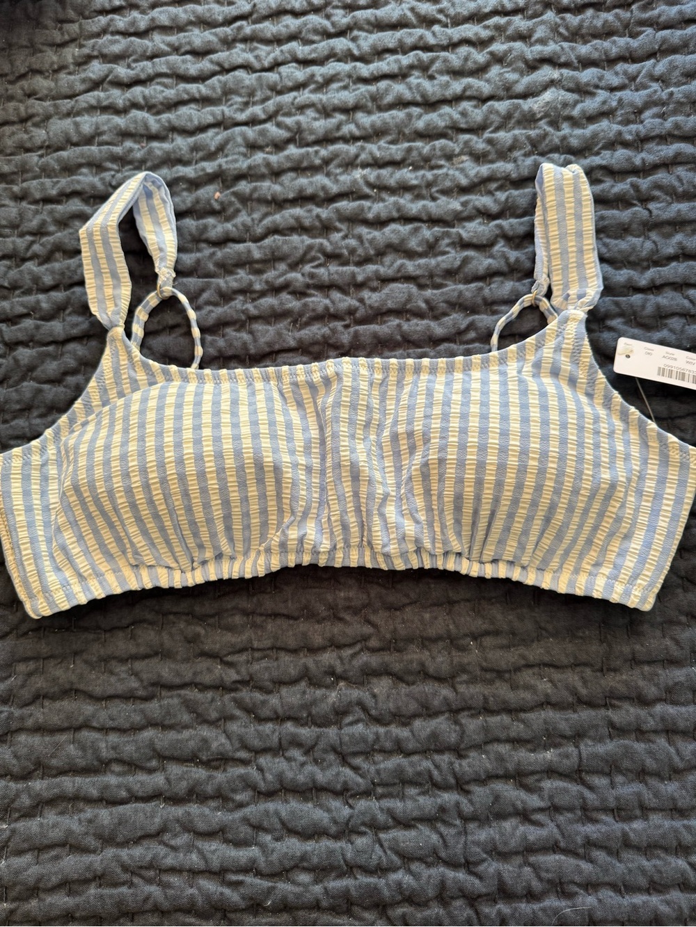 J. Crew Blue and White Striped Bikini Top